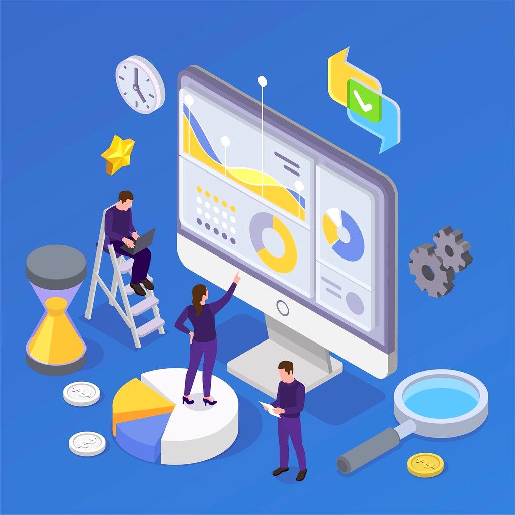 Interactive dashboard and analytics icon