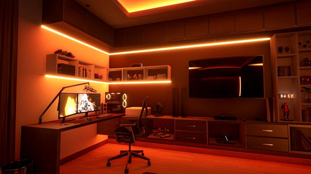 Modern workspace with technology devices and planning materials